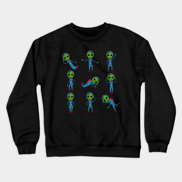 green aliens collection Crewneck Sweatshirt by Mako Design 